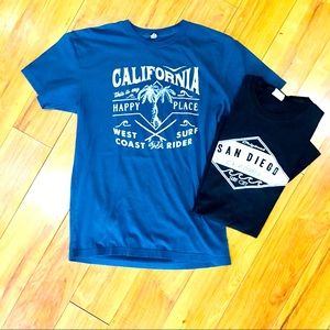 2 California beach summer surf jersey knit tees graphic shirts tops - bl…